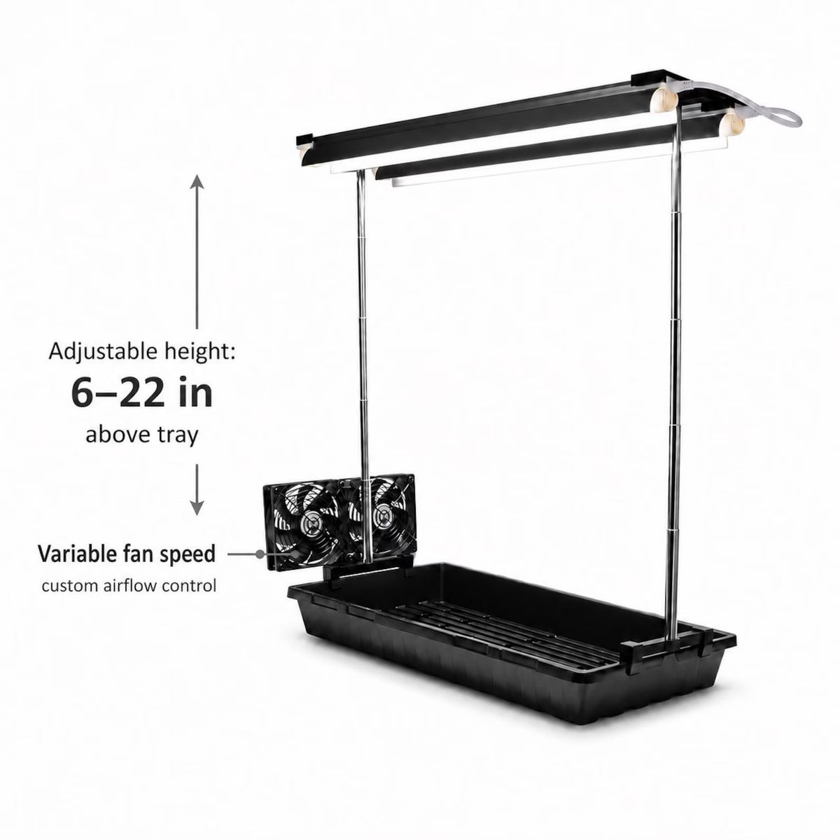 Seedling Grow Light with Fan - Adjustable LED Light Stand for Indoor Seed Starting