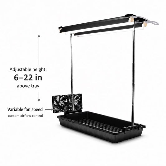 Seedling Grow Light with Fan - Adjustable LED Light Stand for Indoor Seed Starting
